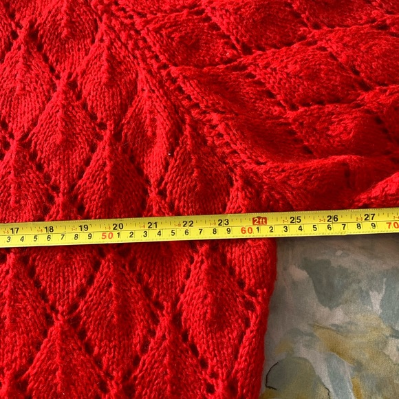 VINTAGE / Handmade / Red / Knit / Sweater - Picture 4 of 8